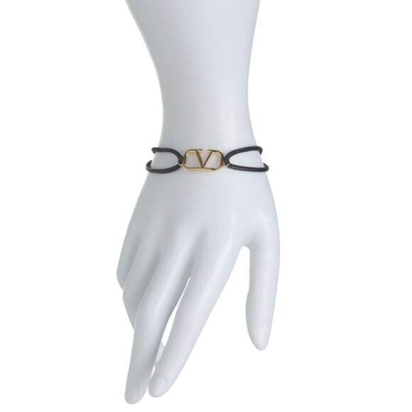 VALENTINO GARAVANI Gold Made In Italy Logo Cord Slider Bracelet - Picture 2 of 2